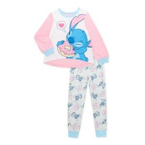 NWT Disney Stitch Girls Long Sleeve Pajama 2 piece Set